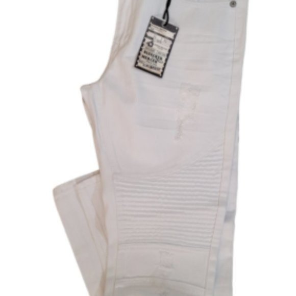 Bleecker Mercer P576 Men's White Denim Comfort Slim Taper Fit Jeans Size 32 X 32 - Picture 6 of 7